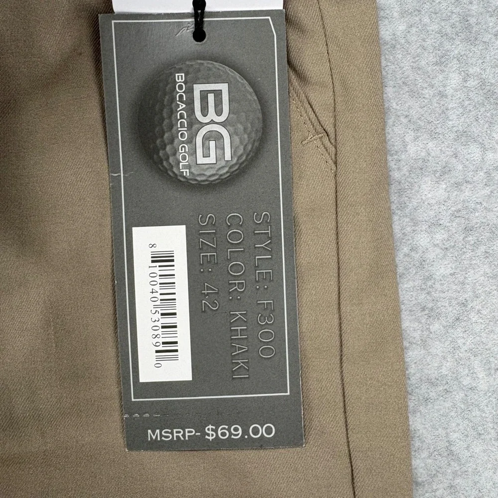 Bocaccio Golf Shorts Mens 42 Khaki Expandable Waist Stretch Performance Golfing